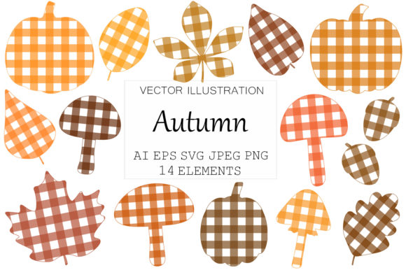 Autumn Plaid Print. Leaves Plaid Print: A Subtle Design for Seasonal Projects