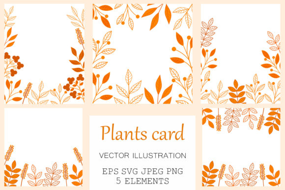 Autumn Plants Card: A Delicate Design for Seasonal Embroidery Projects