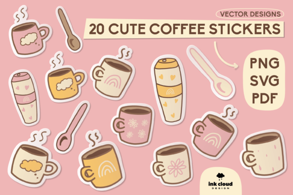 Coffee Shop Tea Cups Mugs Stickers Label Embroidery Review