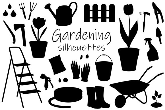 Gardening Silhouettes. Garden Tools SVG: A Subtle Embroidery Design for Real Projects