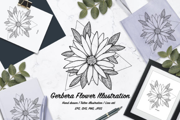 Gerbera Flower Illustration Tattoo: A Doodle-Style Design for Real Projects