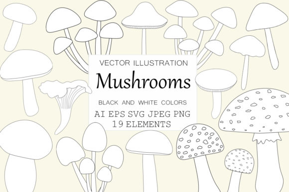 Mushrooms Graphics: A Subtle Autumn Embroidery Design for Real Projects